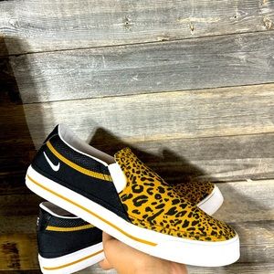 Leopard print Nike Court Legacy Slip. US women’s size 12.